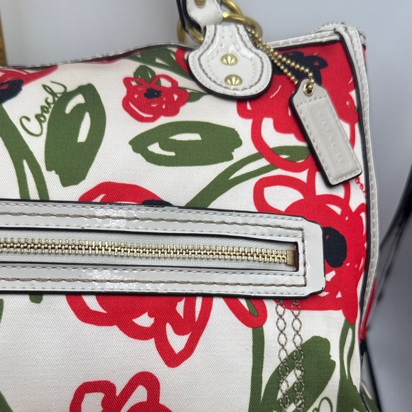 Coach Red Poppy East West Hallie Floral Shoulder Bag - Picture 4 of 14